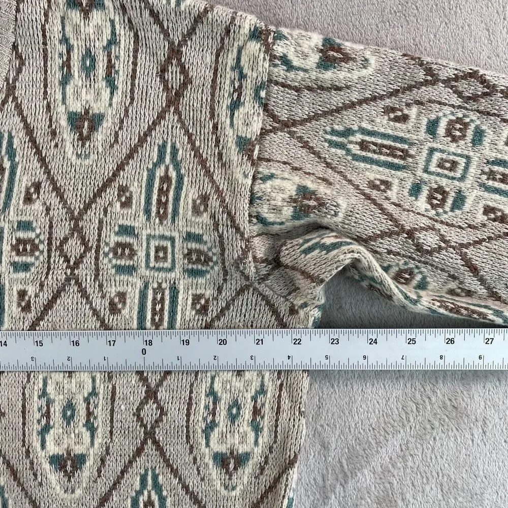 Vintage Polo Ralph Lauren V Neck Sweater Men Medium Aztec Navajo Linen Wool Silk